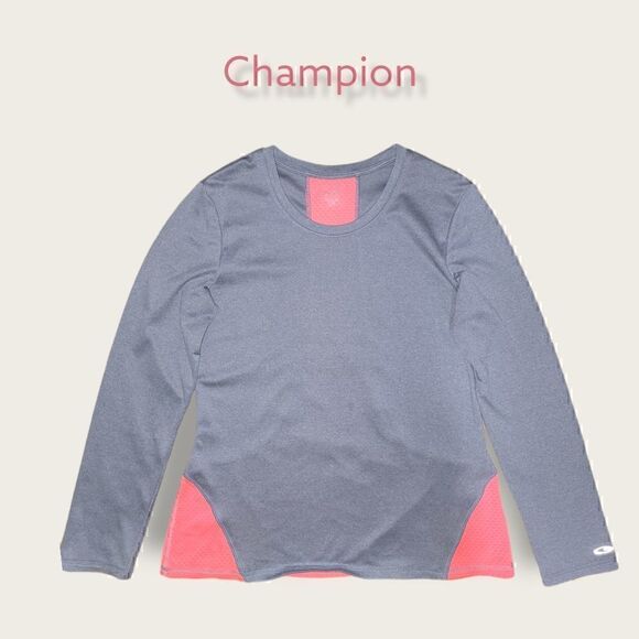 Champion Long Sleeve Shirt Duodry Gray and Neon Orange (LS6) - Picture 1 of 6